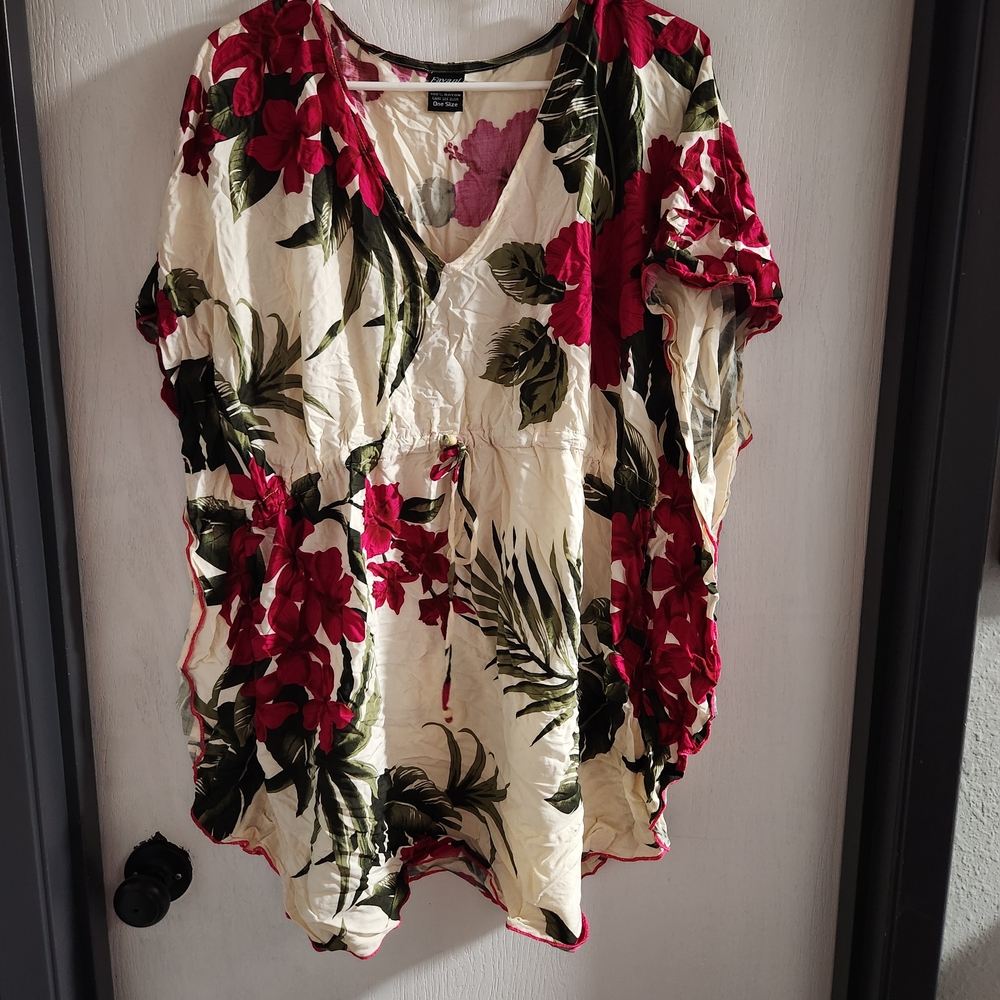 Floral V-Neck Women Swim Cover Dress